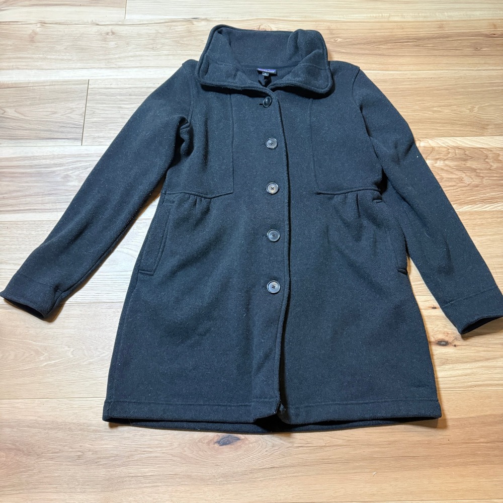 Patagonia Be Better Sweater Coat Women XL Black Button Front Fleece Jacket
